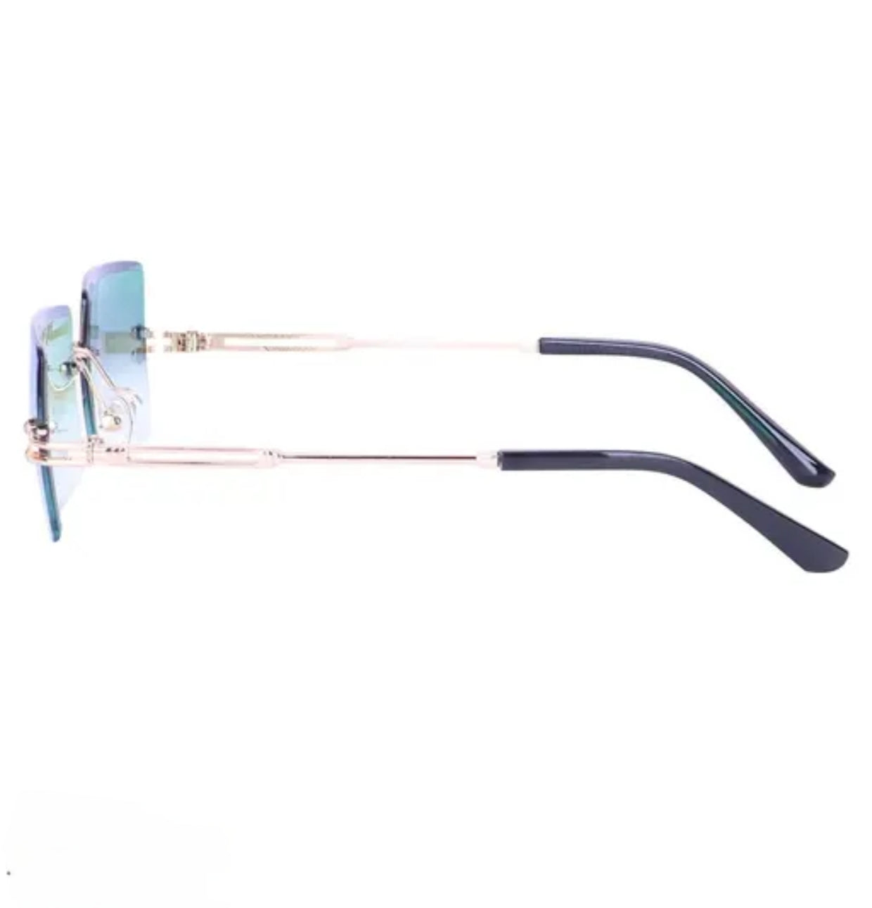 Bryxo Prism Rimless Square Sunglasses – Unisex Stylish (Blue Tint / Black Lens)