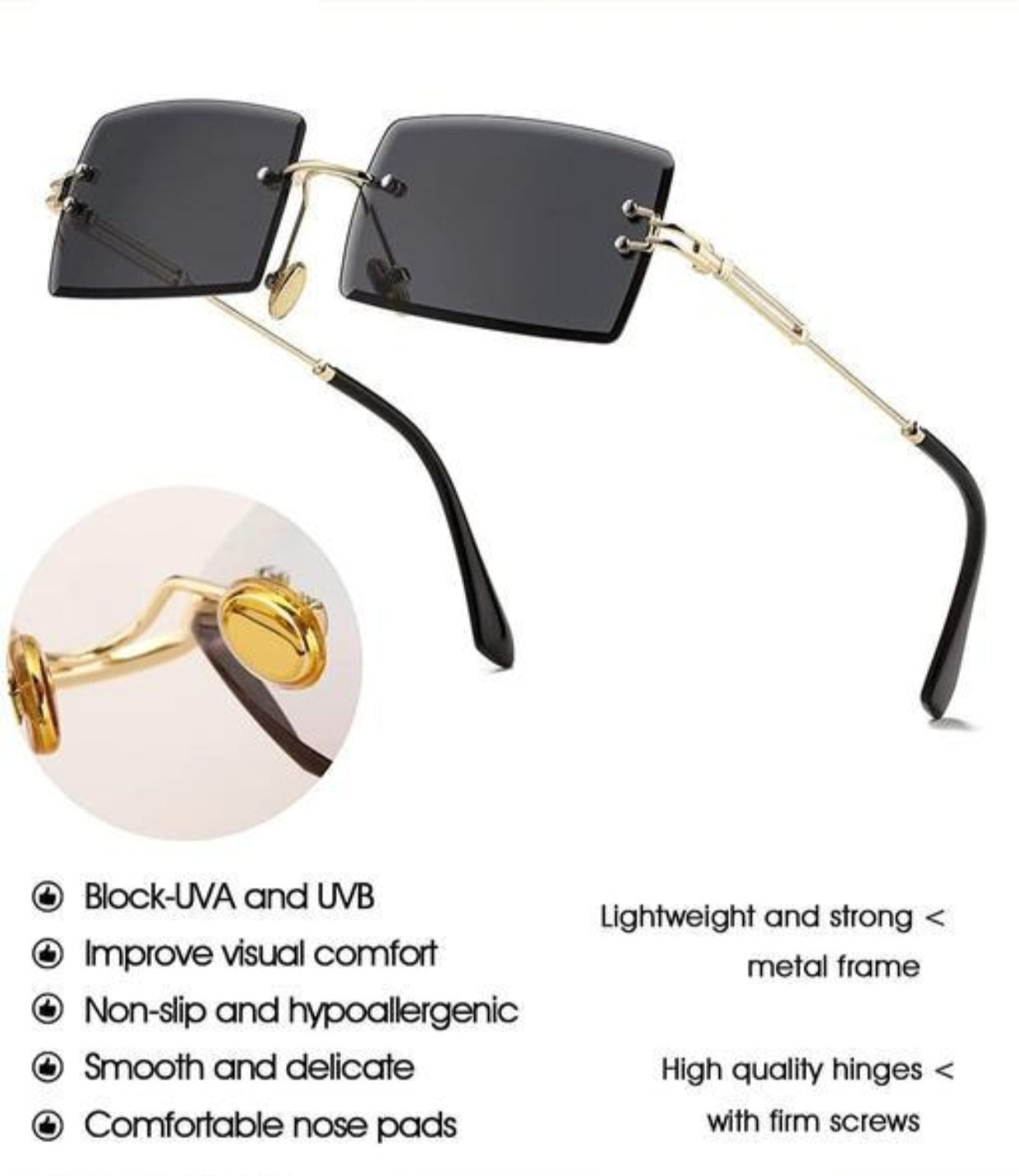 Bryxo Prism Rimless Square Sunglasses – Unisex Stylish (Blue Tint / Black Lens)
