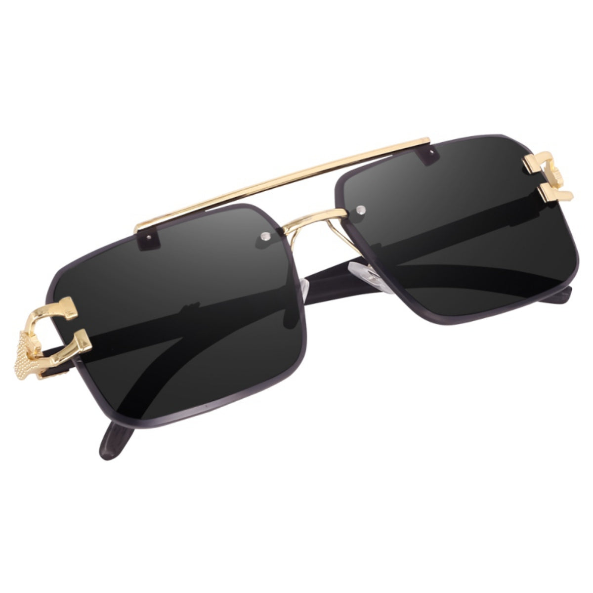 Bryxo Prestige Square Designer Sunglasses – Matte Black Gold (Unisex, UV400)