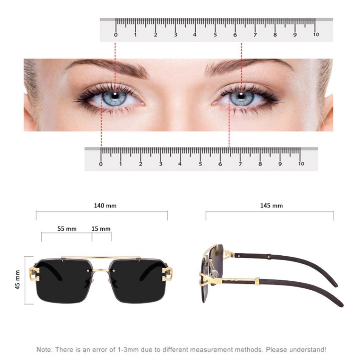 Bryxo Prestige Square Designer Sunglasses – Matte Black Gold (Unisex, UV400)