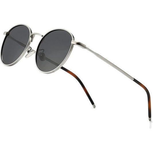 Bryxo Silver Classic Round Sunglasses – Unisex Vintage Metal Frame