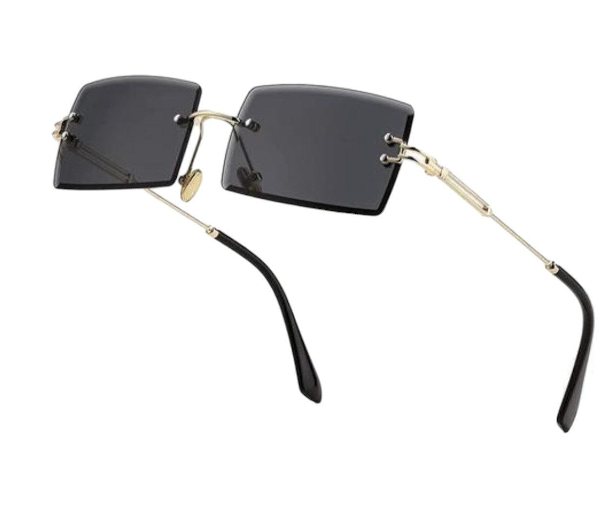 Bryxo Prism Rimless Square Sunglasses – Unisex Stylish (Blue Tint / Black Lens)