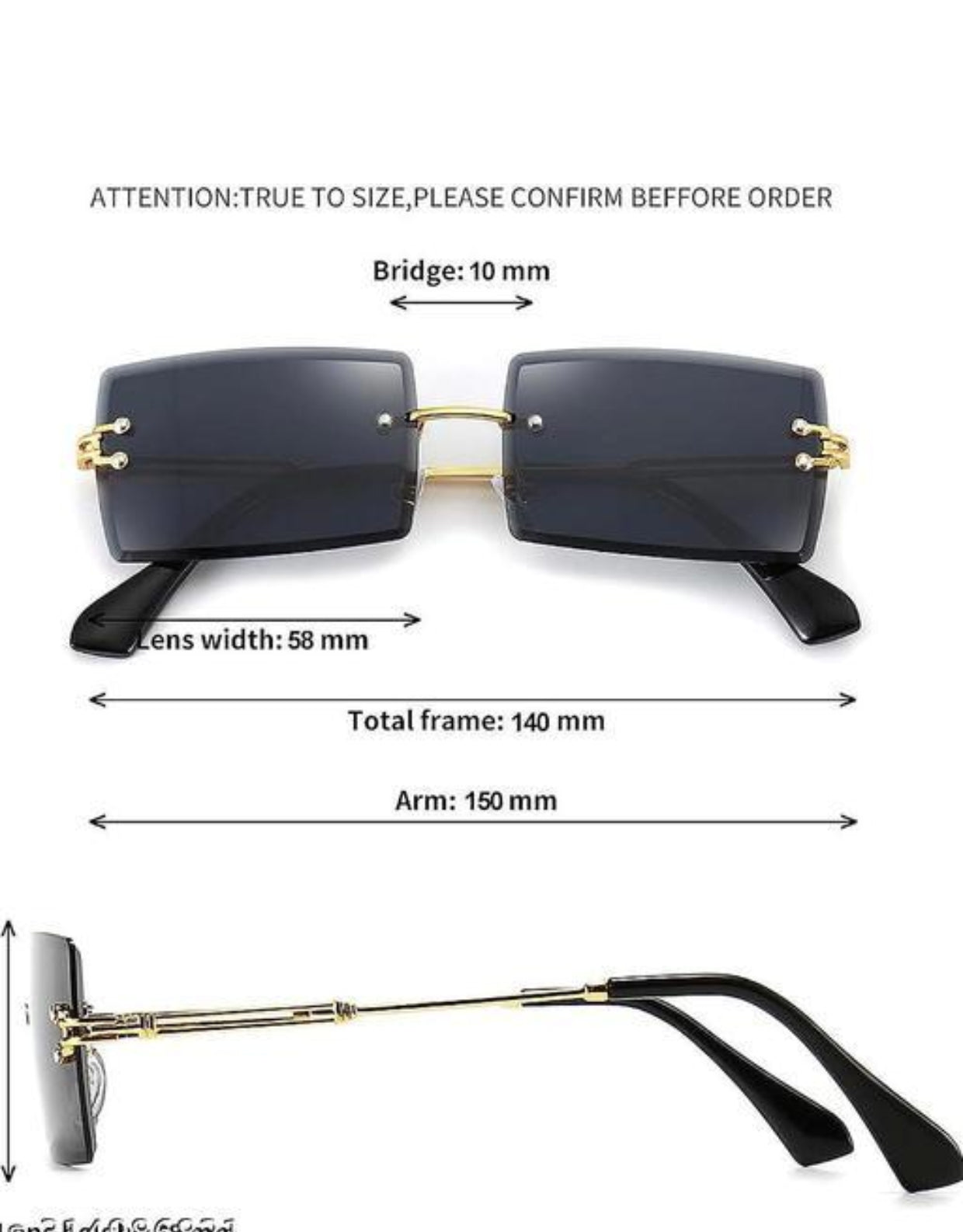 Bryxo Prism Rimless Square Sunglasses – Unisex Stylish (Blue Tint / Black Lens)