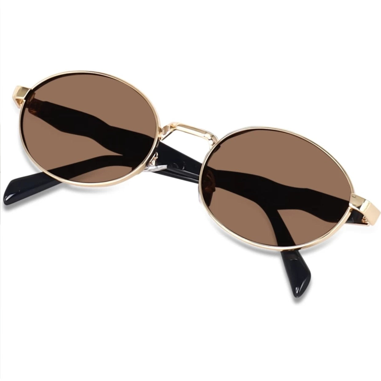 Bryxo Vintage Oval Sunglasses – Unisex Designer Metal Frame